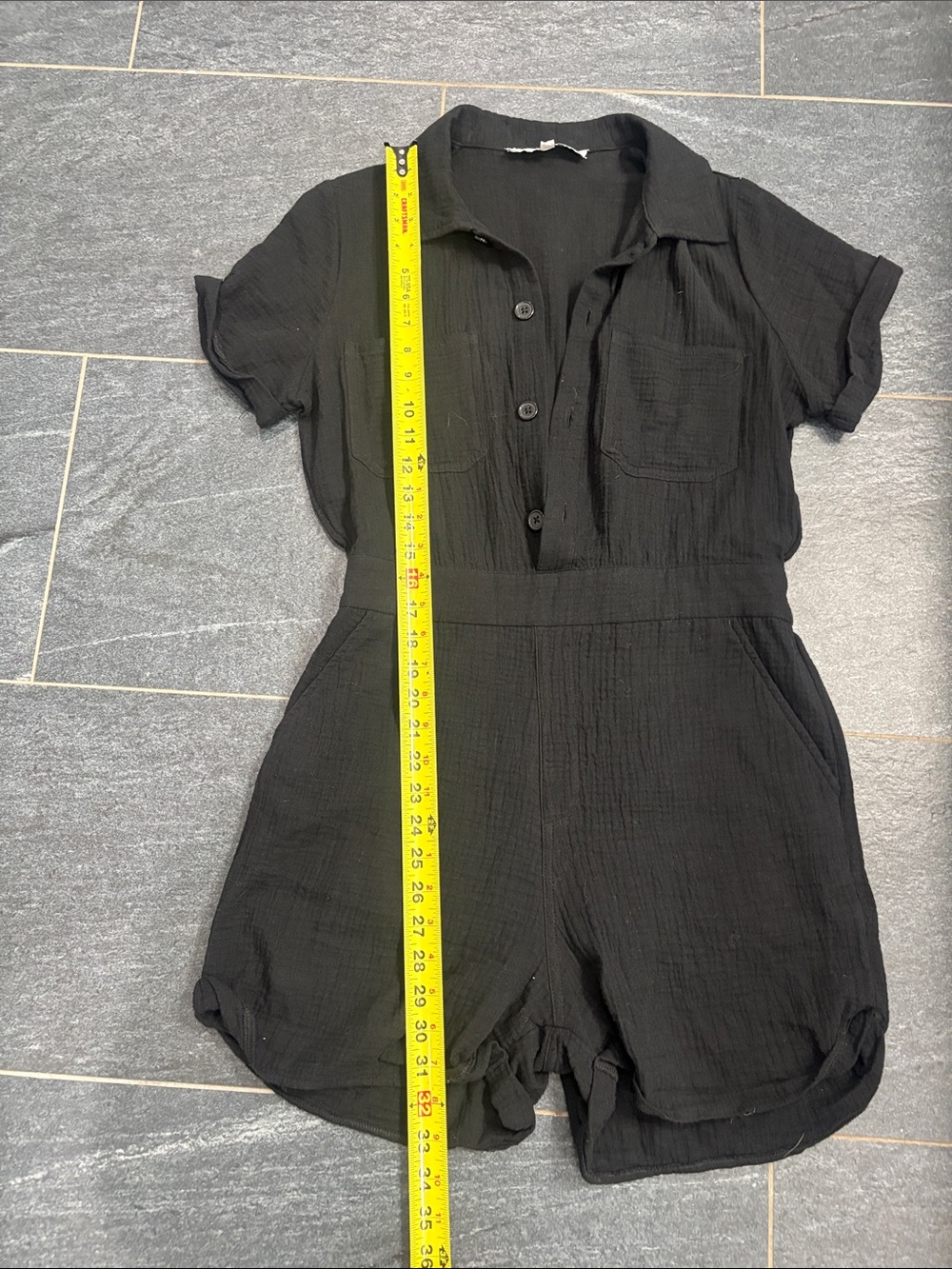 JJ Black Short-Sleeve Cotton Romper